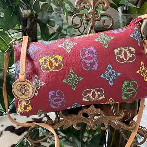 Sharif Red and Yellow Crossbody Bag with Vibrant Design